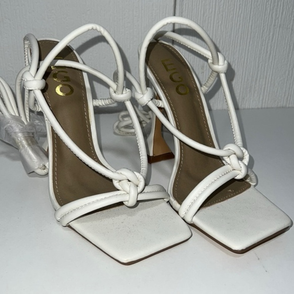 EGO White Strappy Stiletto Heels Elegant Design